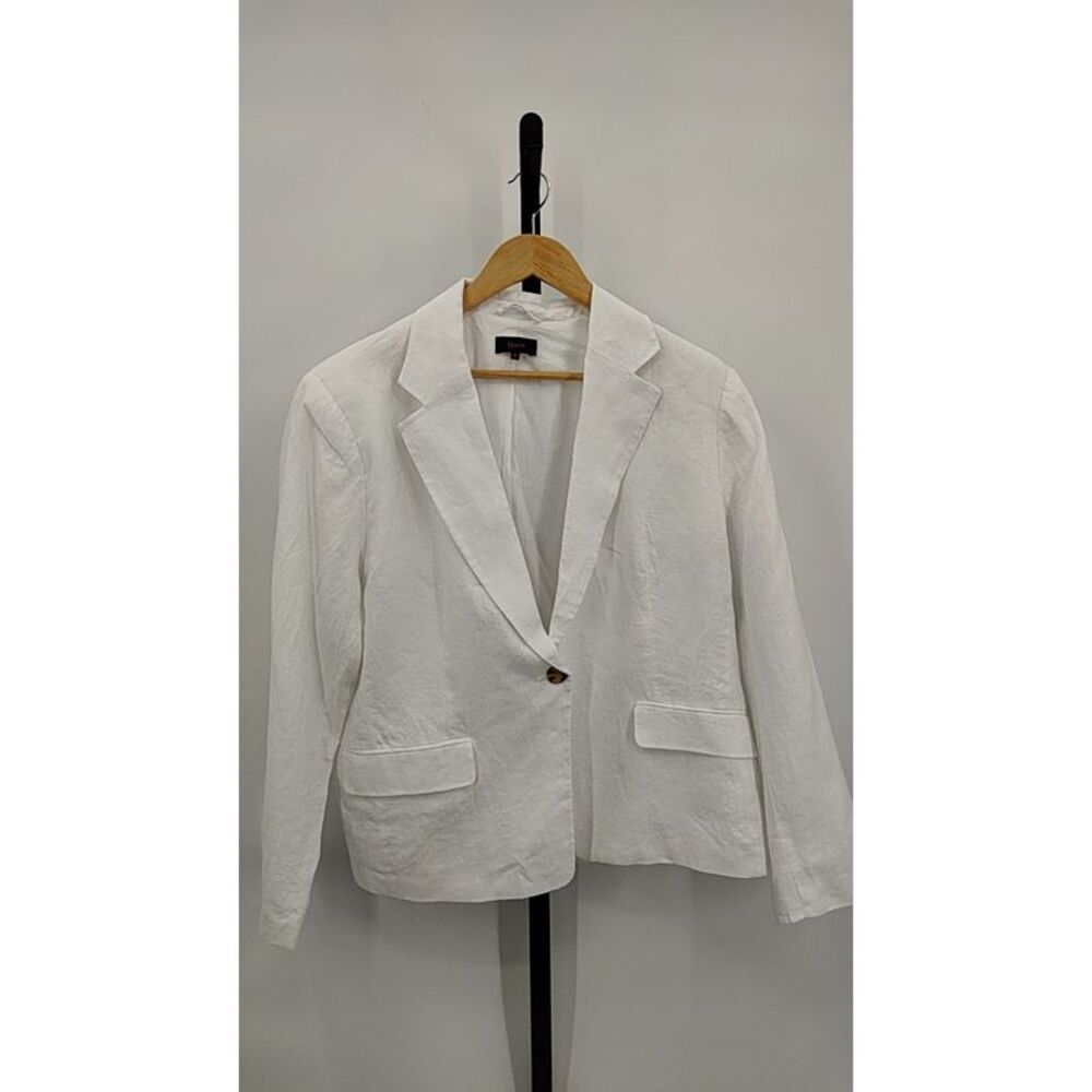 Quince White Linen-Blend Single-Button Blazer